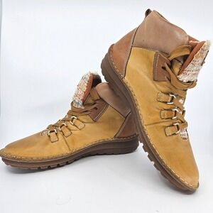 Womens Pikolinos Leather Ankle Boot Cazorla Sz 41 US 10 Brown Woven Accent CLEAN